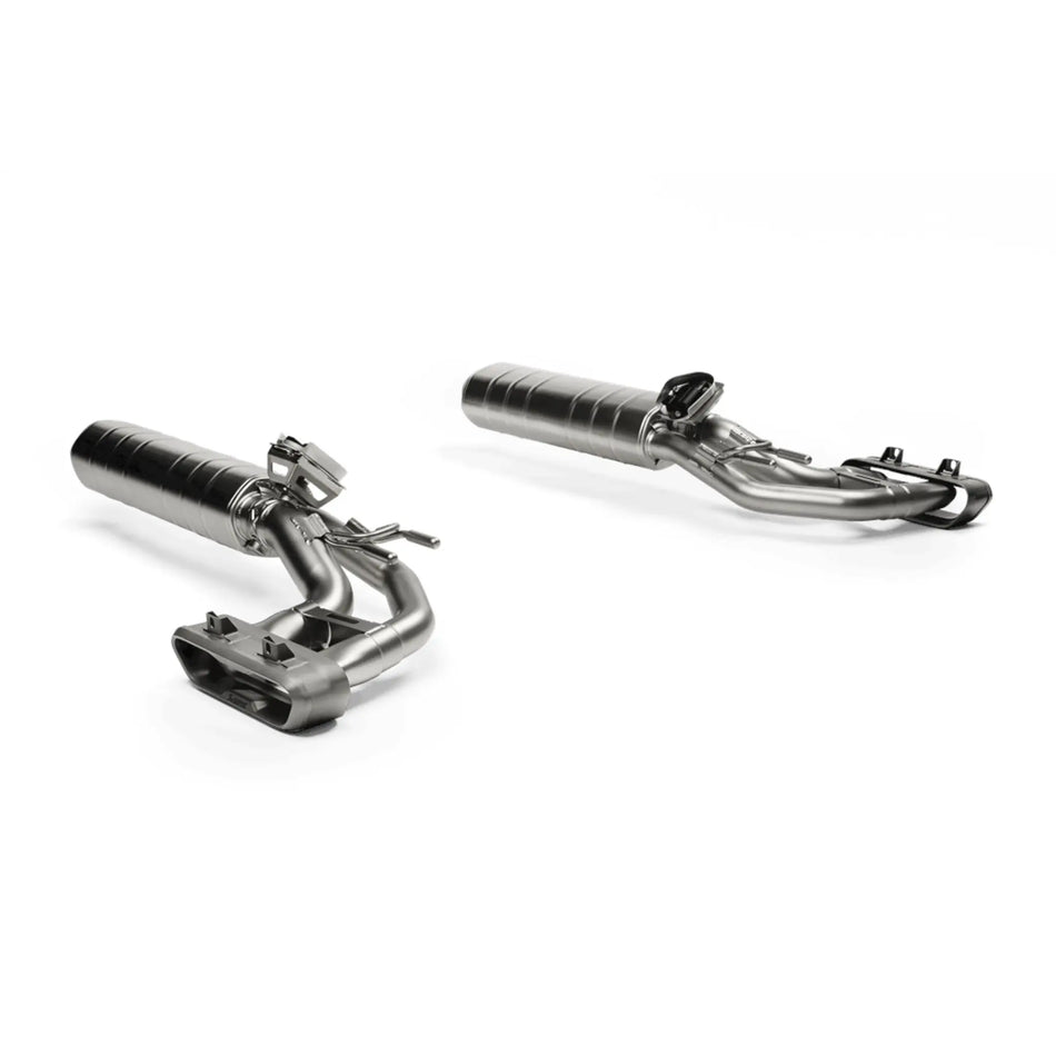 Akrapovic Evolution Line Titanium Performance Exhaust System for Mercedes-AMG G 63 W465 – lightweight construction with precision-engineered dual-exit tailpipes.