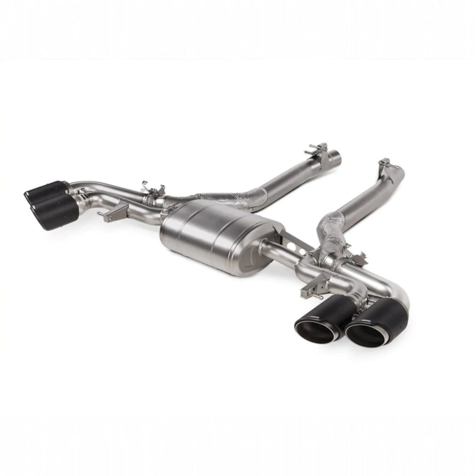 High-quality Akrapovič product image showcasing the Slip-On Line (Titanium) exhaust system, highlighting its advanced titanium construction.
