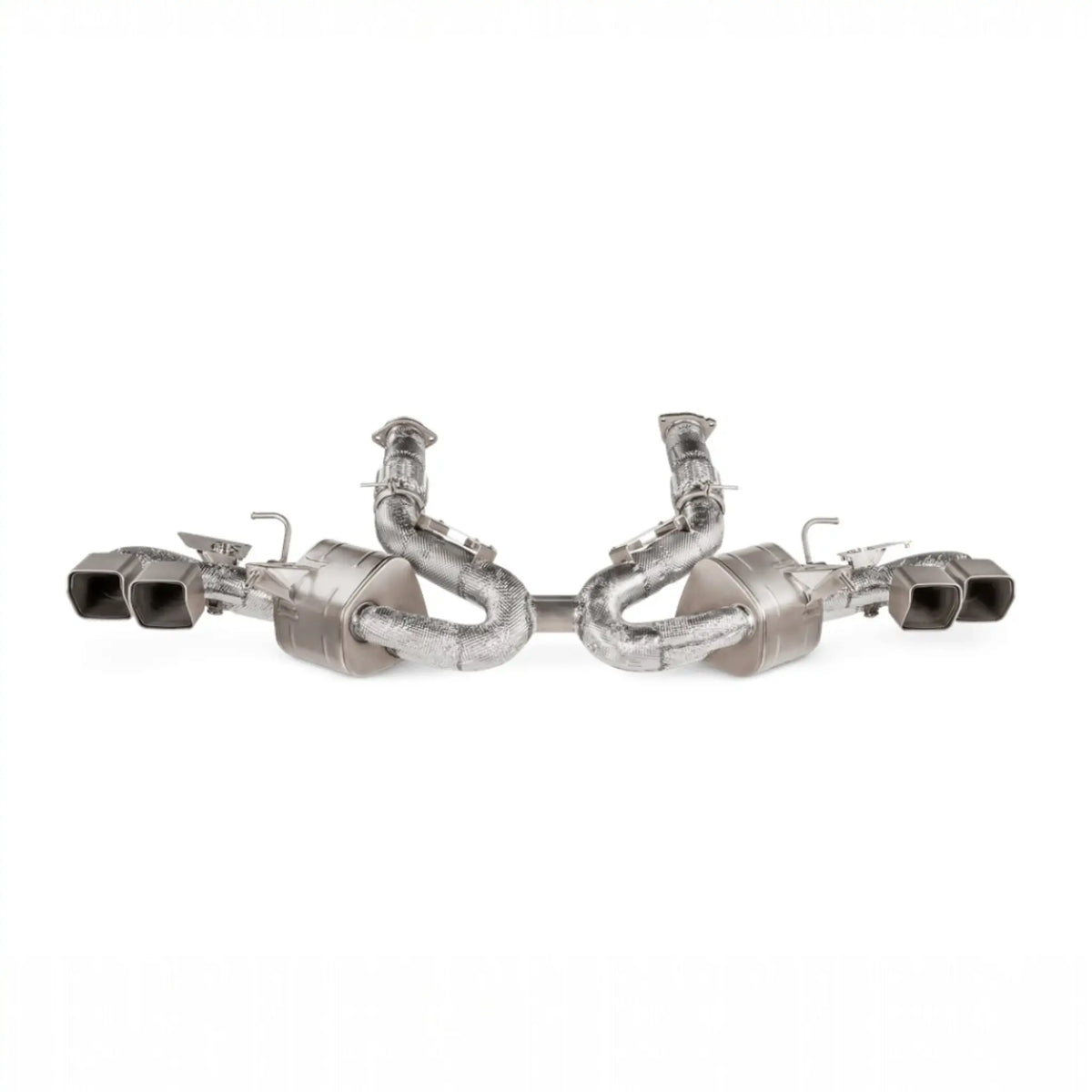 Akrapovic Slip-On Line (Titanium) performance exhaust for Chevrolet Corvette Stingray (C8), lightweight titanium design.